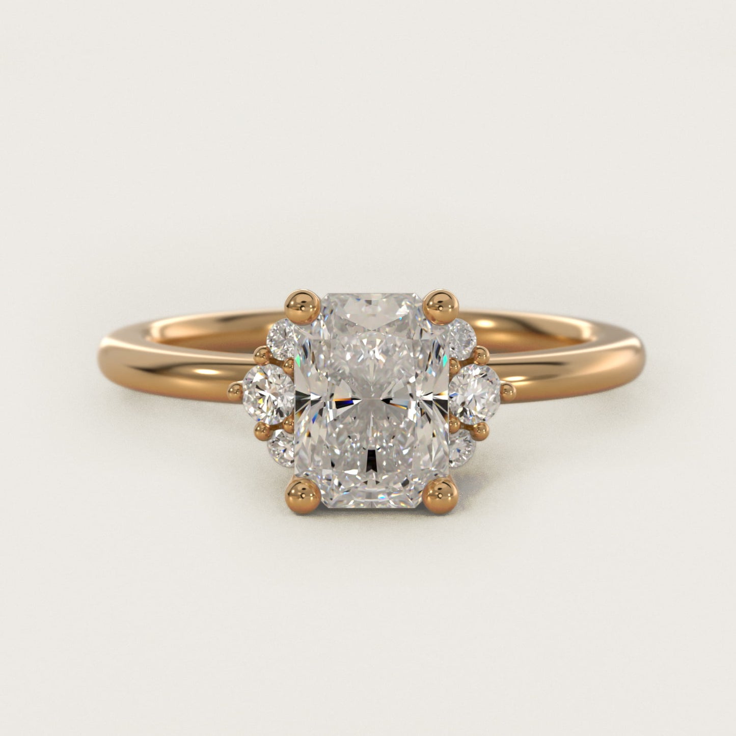 Demi Cluster Round Diamond Engagement Ring in 18k Yellow Gold - Radiant Center