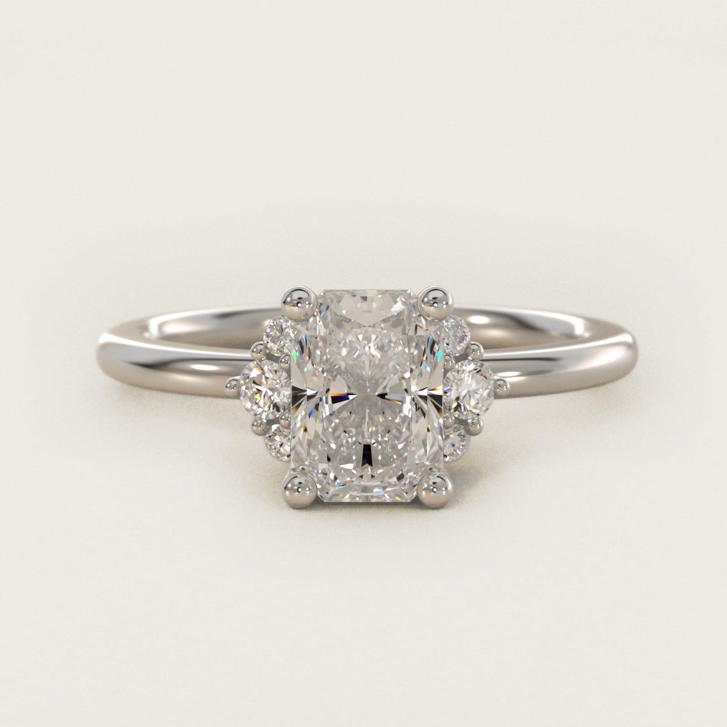 Demi Cluster Round Diamond Engagement Ring in Platinum - Radiant Center