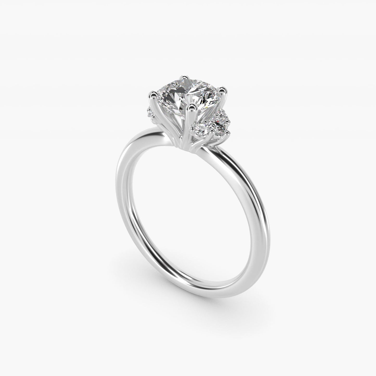 Demi Cluster Round Diamond Engagement Ring in 14k White Gold - Round Center