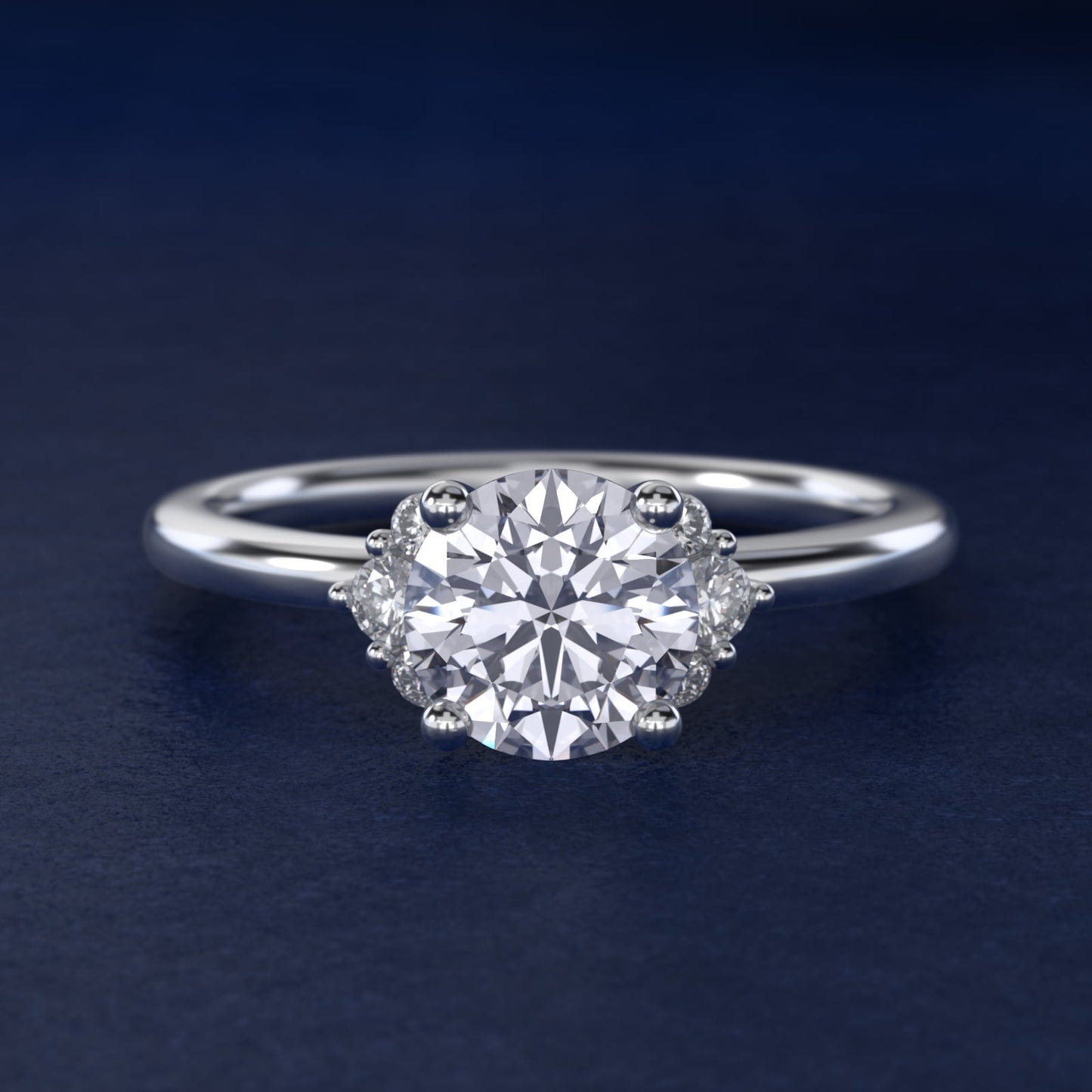 Demi Cluster Round Diamond Engagement Ring in 14k White Gold - Round Center
