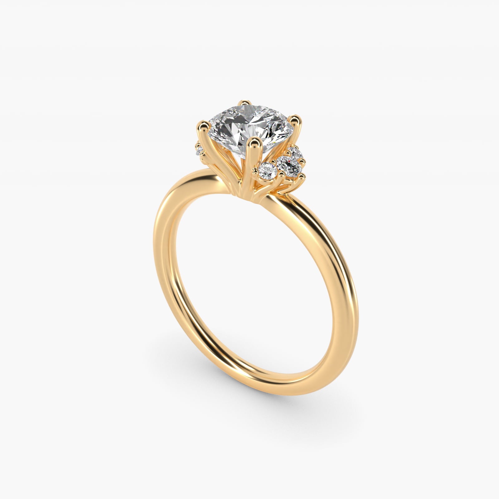 Demi Cluster Round Diamond Engagement Ring in 14k Yellow Gold - Round Center