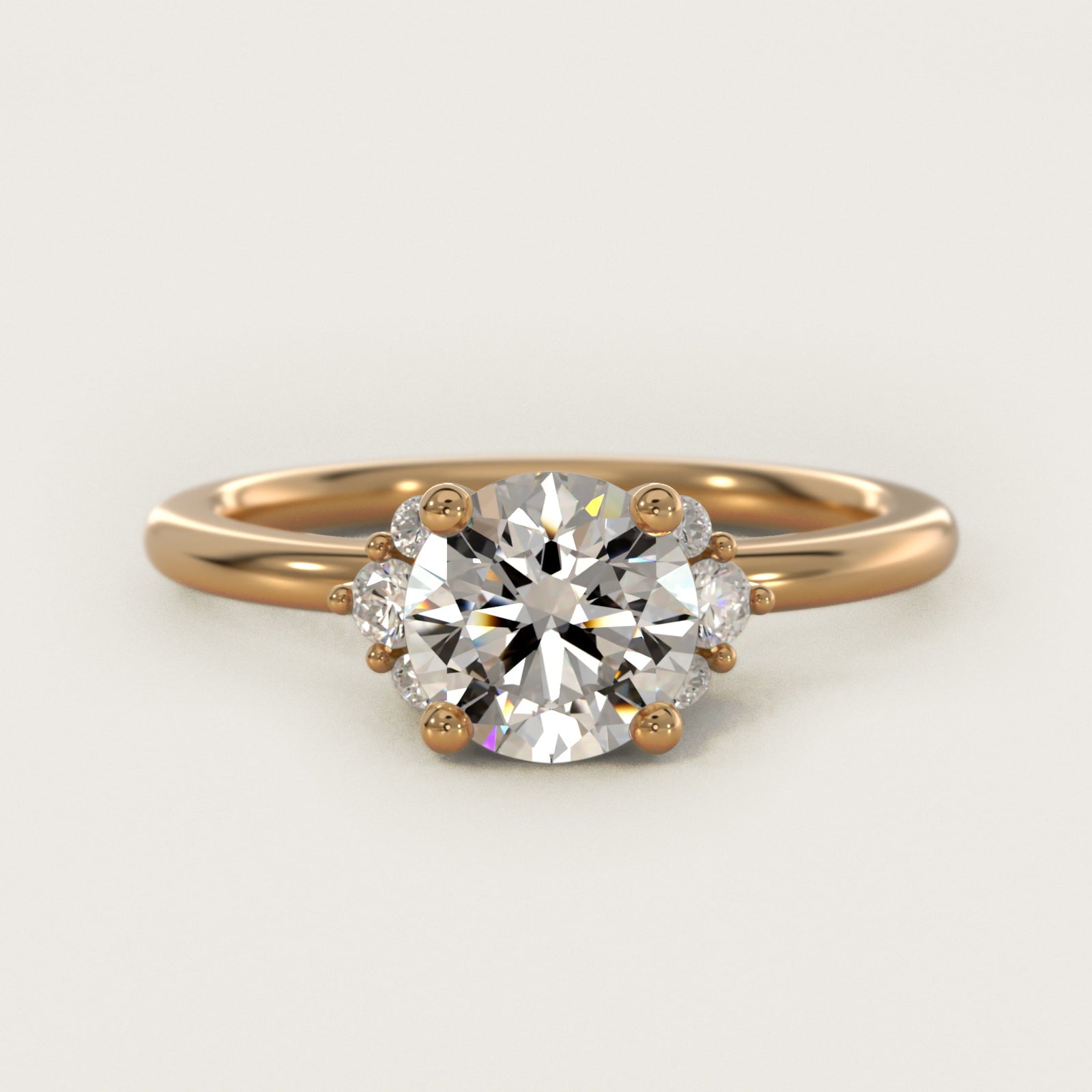 Demi Cluster Round Diamond Engagement Ring in 14k Yellow Gold - Round Center