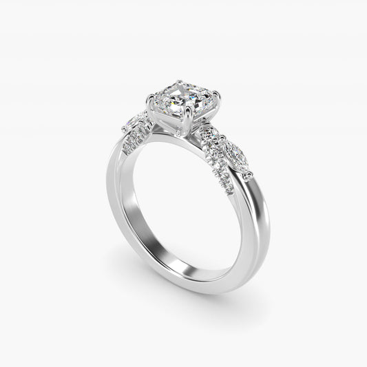 Diamond Marquise Shoulder Engagement Ring in 14k White Gold (1/4 ct. tw.) - Asscher Center