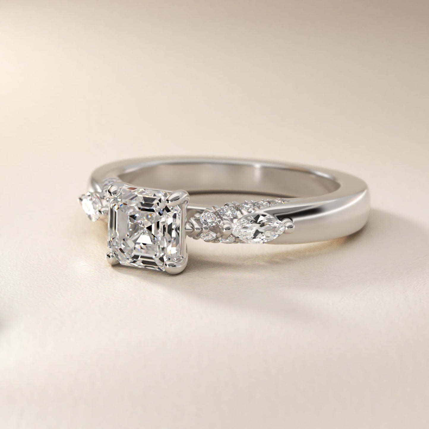 Diamond Marquise Shoulder Engagement Ring in Platinum (1/4 ct. tw.) - Asscher Center