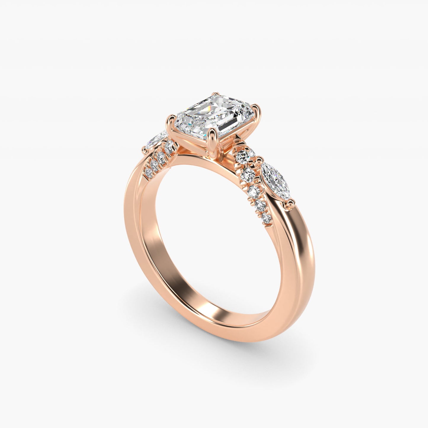 Diamond Marquise Shoulder Engagement Ring in 14k Rose Gold (1/4 ct. tw.) - Emerald Center