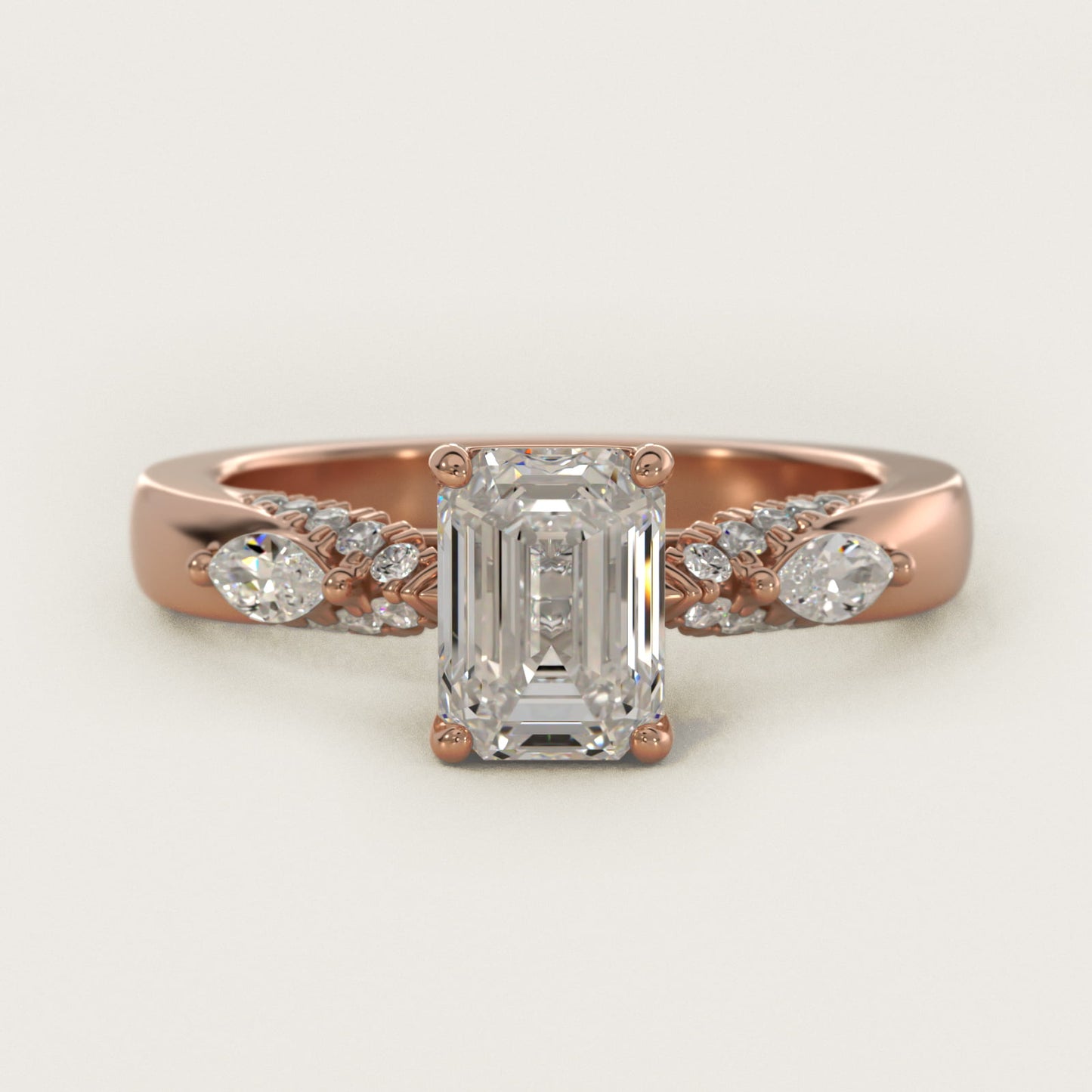 Diamond Marquise Shoulder Engagement Ring in 14k Rose Gold (1/4 ct. tw.) - Emerald Center