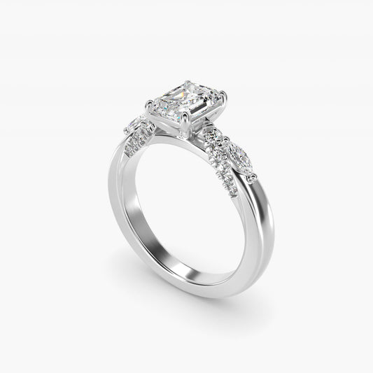 Diamond Marquise Shoulder Engagement Ring in 14k White Gold (1/4 ct. tw.) - Emerald Center