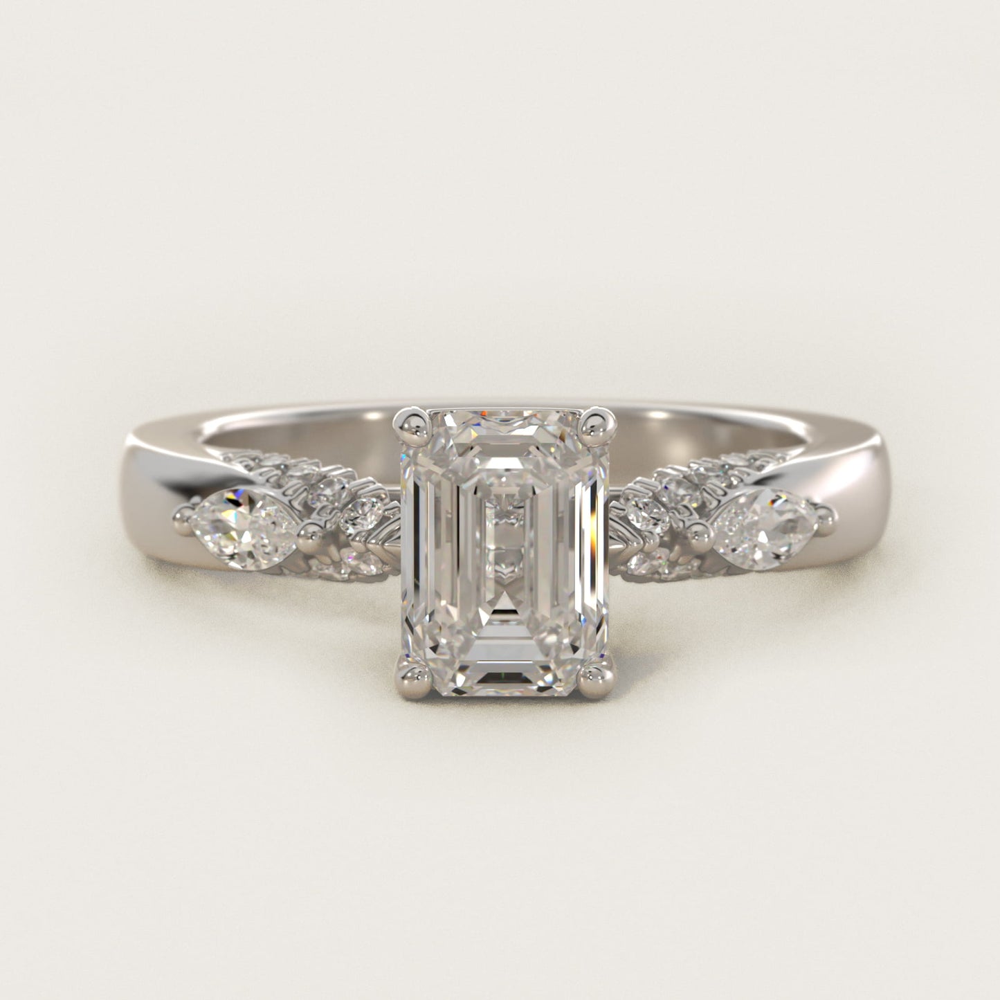 Diamond Marquise Shoulder Engagement Ring in 14k White Gold (1/4 ct. tw.) - Emerald Center