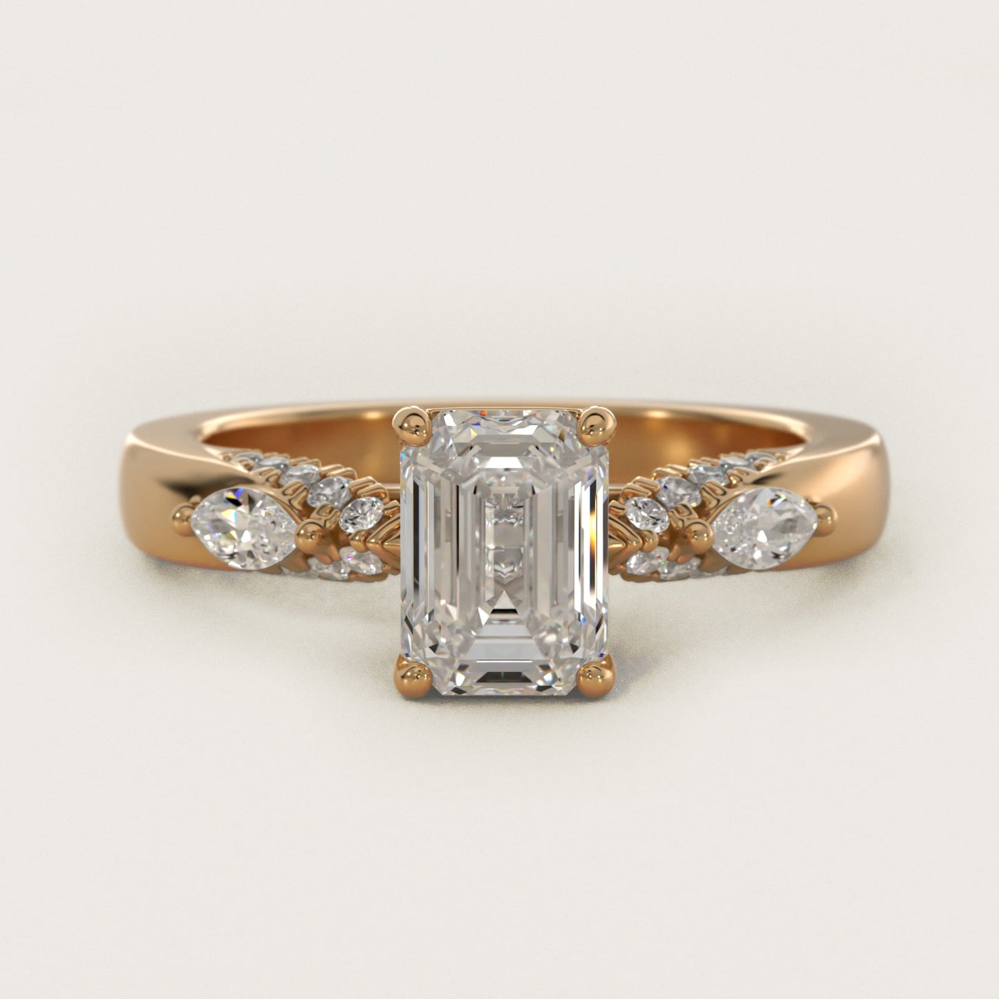 Diamond Marquise Shoulder Engagement Ring in 14k Yellow Gold (1/4 ct. tw.) - Emerald Center