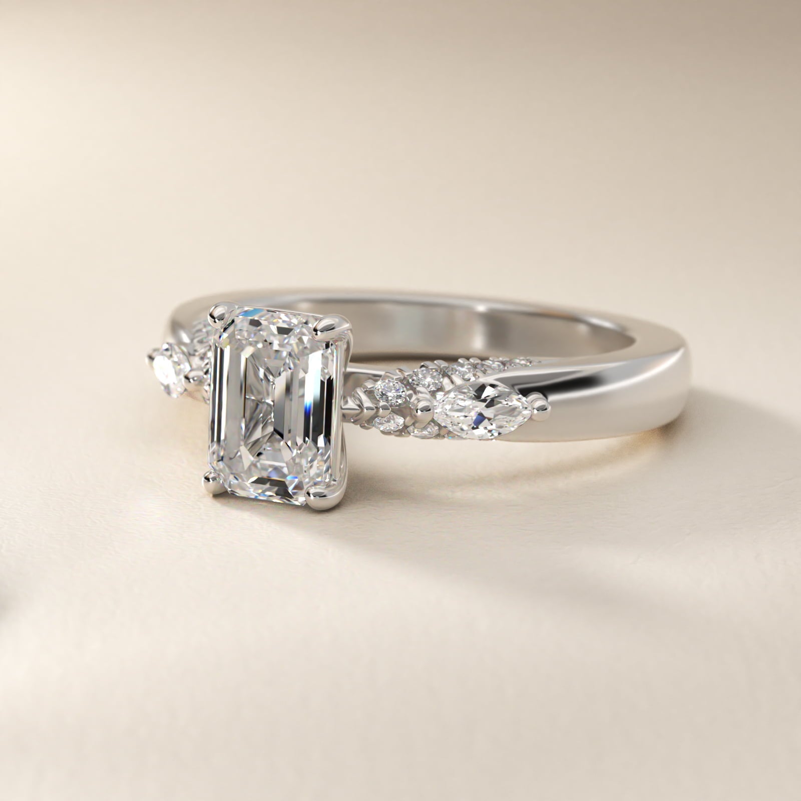 Diamond Marquise Shoulder Engagement Ring in Platinum (1/4 ct. tw.) - Emerald Center