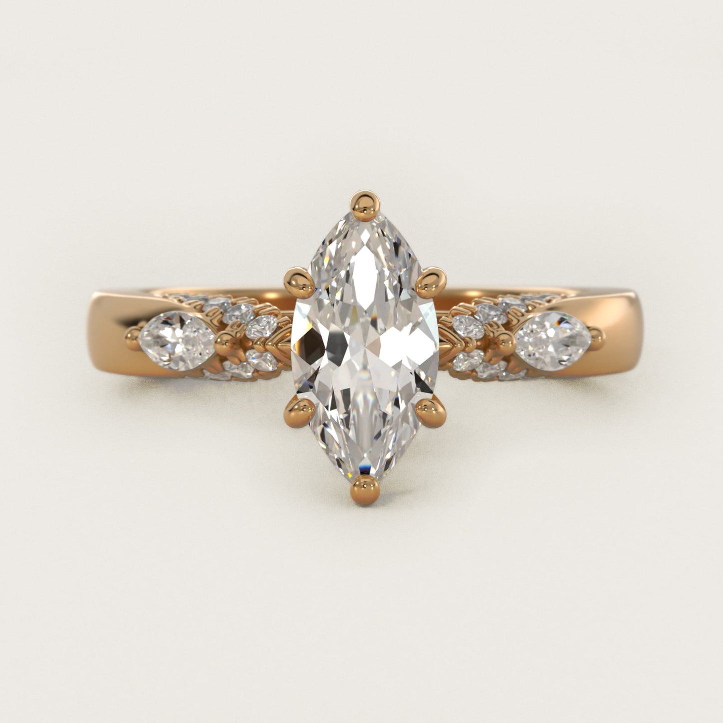 Diamond Marquise Shoulder Engagement Ring in 18k Yellow Gold (1/4 ct. tw.) - Marquise Center