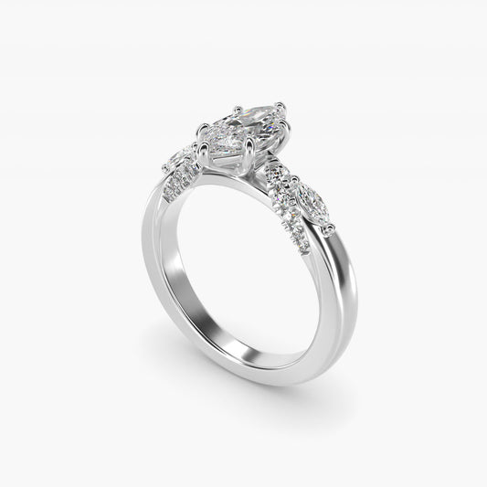 Diamond Marquise Shoulder Engagement Ring in Platinum (1/4 ct. tw.) - Marquise Center