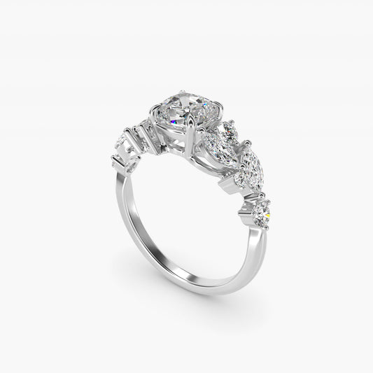 Diamond Nest Side Stone Engagement Ring In 18k White Gold By James Allen - Cushion Center