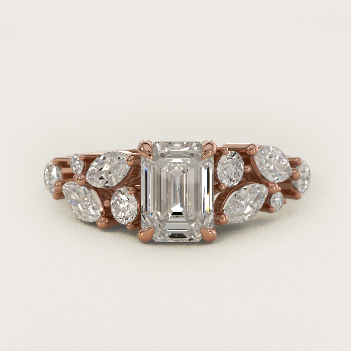 Diamond Nest Side Stone Engagement Ring In 14K Rose Gold By James Allen - Emerald Center