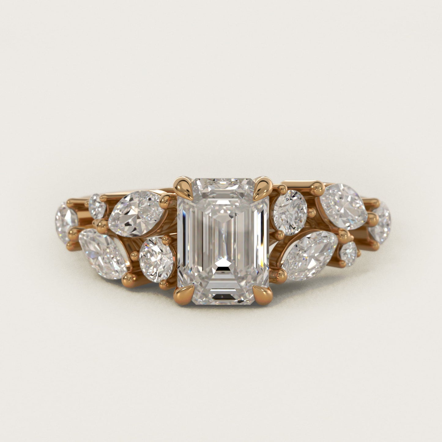 Diamond Nest Side Stone Engagement Ring In 18k Yellow Gold By James Allen - Emerald Center