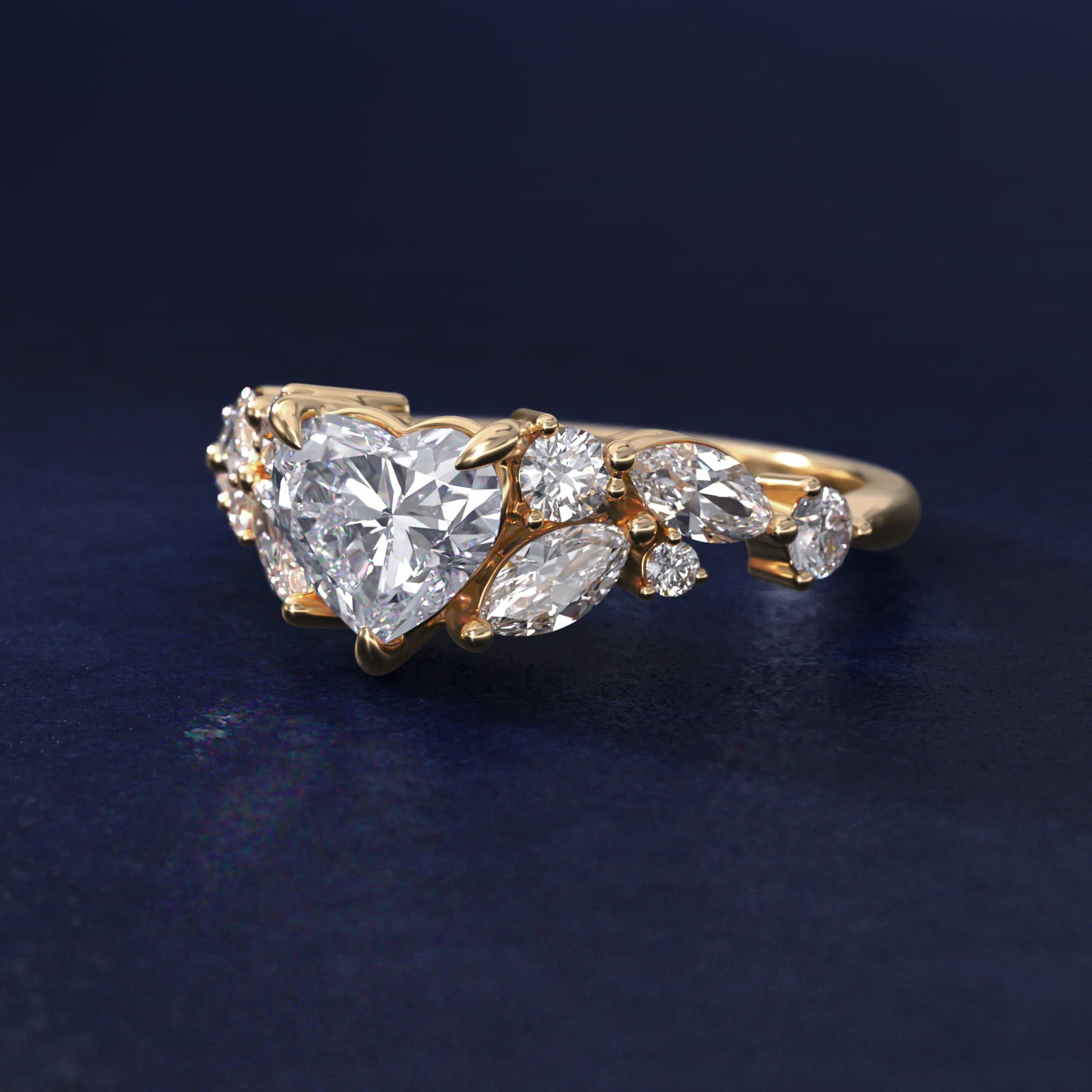 Diamond Nest Side Stone Engagement Ring In 18k Yellow Gold By James Allen - Heart Center