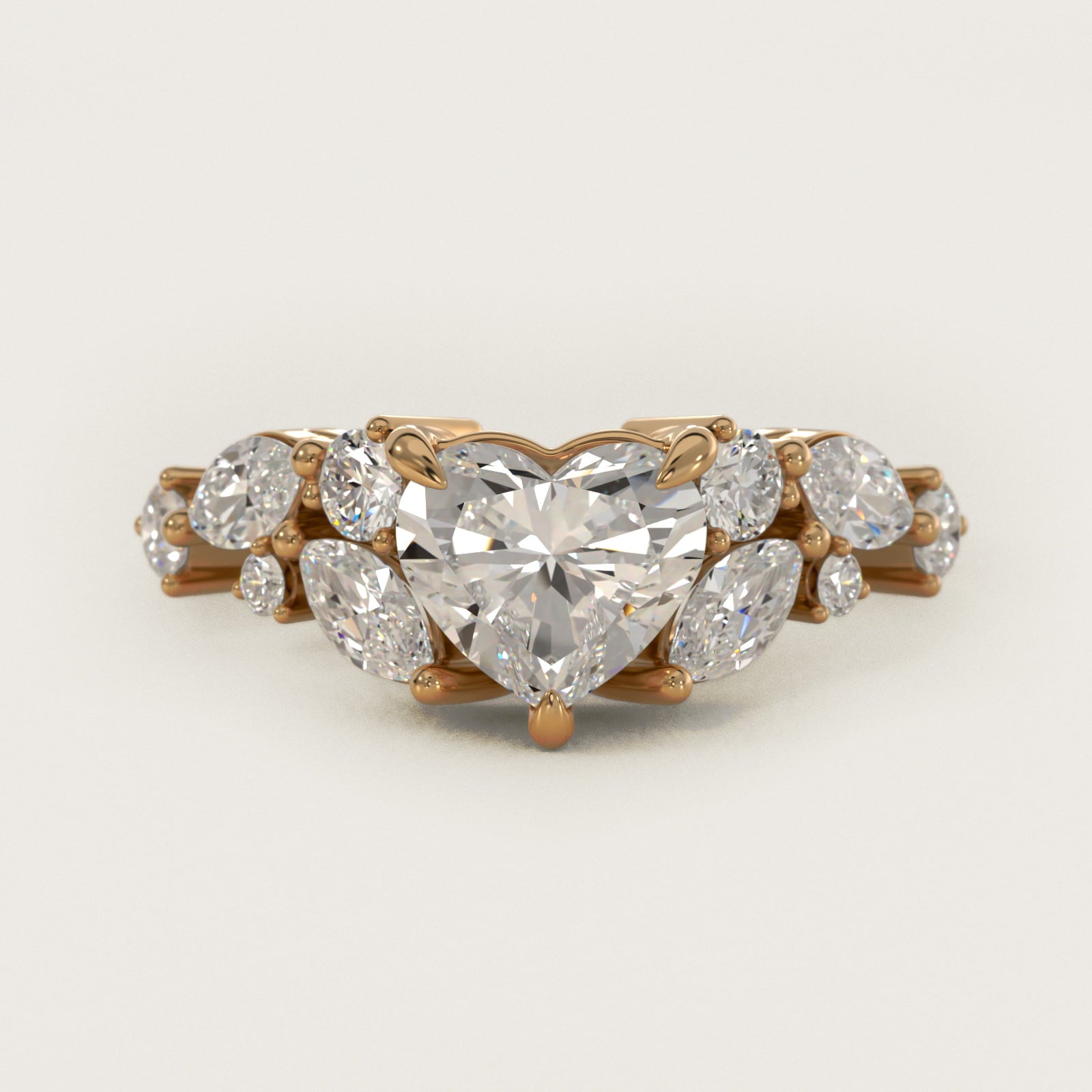Diamond Nest Side Stone Engagement Ring In 18k Yellow Gold By James Allen - Heart Center