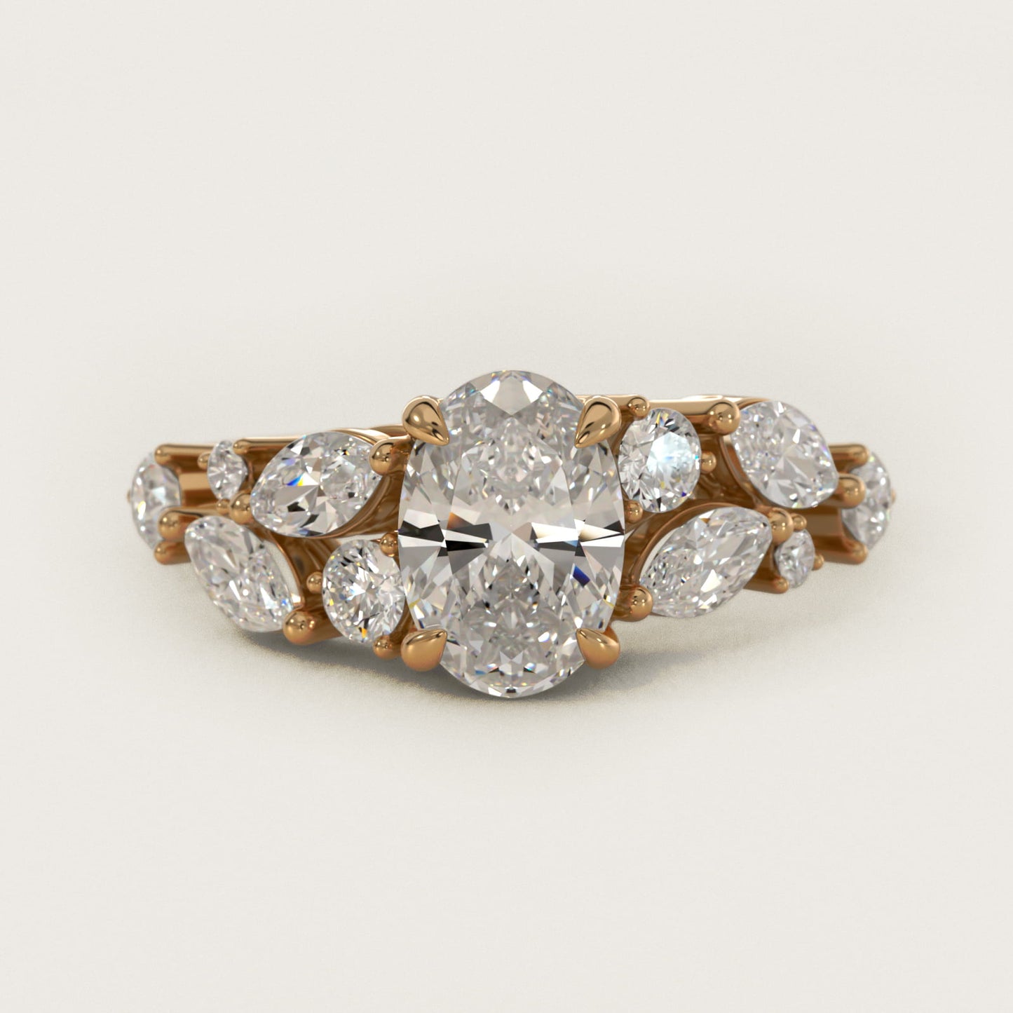 Diamond Nest Side Stone Engagement Ring In 14K Yellow Gold By James Allen - Oval Center