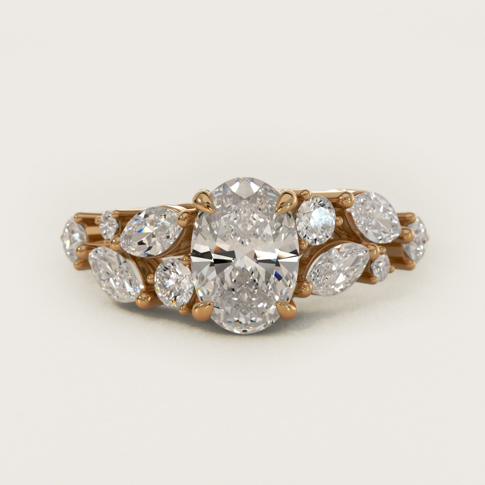 Diamond Nest Side Stone Engagement Ring In 18k Yellow Gold By James Allen - Oval Center