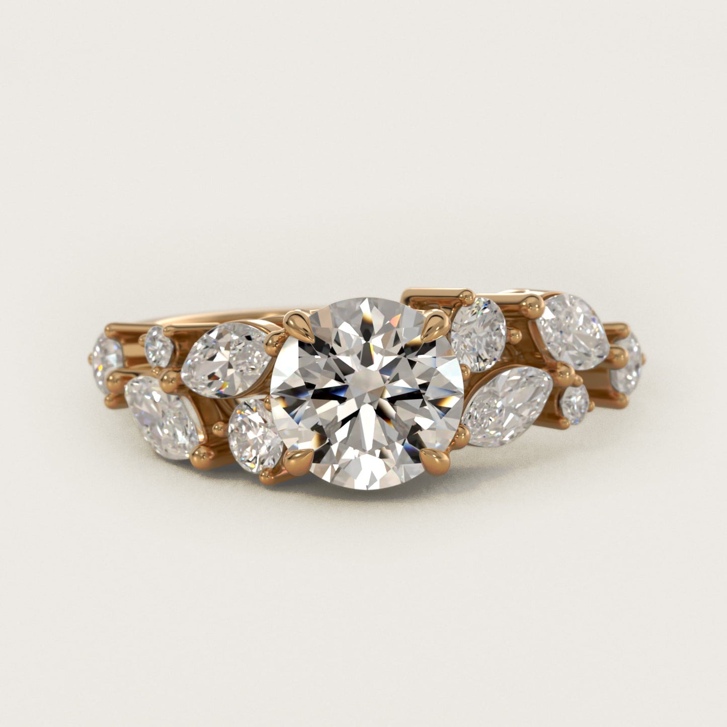 Diamond Nest Side Stone Engagement Ring In 18k Yellow Gold By James Allen - Round Center