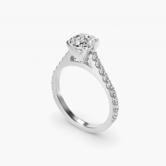 Diamond PavŽ Engagement Ring In Platinum By James Allen - Cushion Center