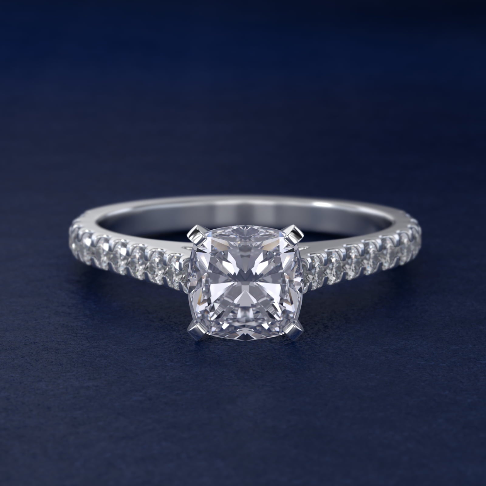 Diamond PavŽ Engagement Ring In Platinum By James Allen - Cushion Center