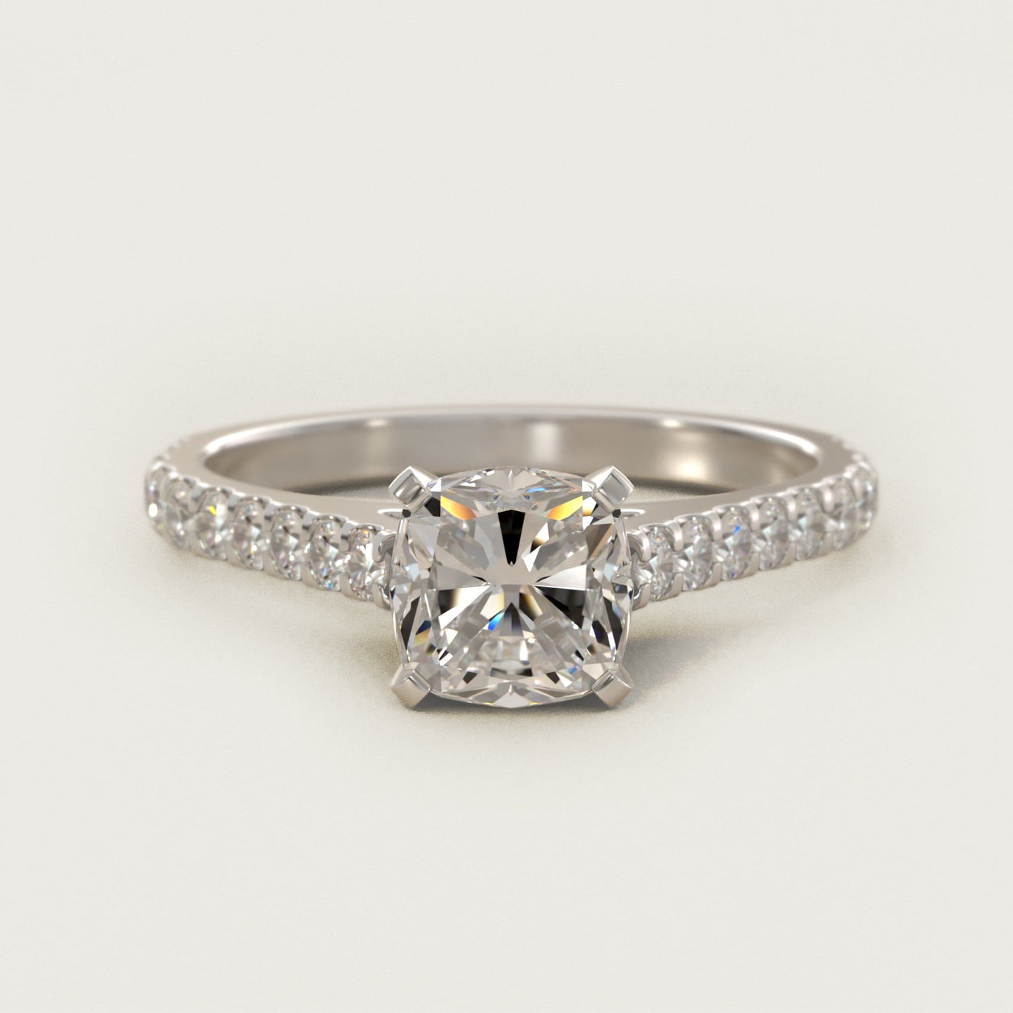 Diamond PavŽ Engagement Ring In Platinum By James Allen - Cushion Center