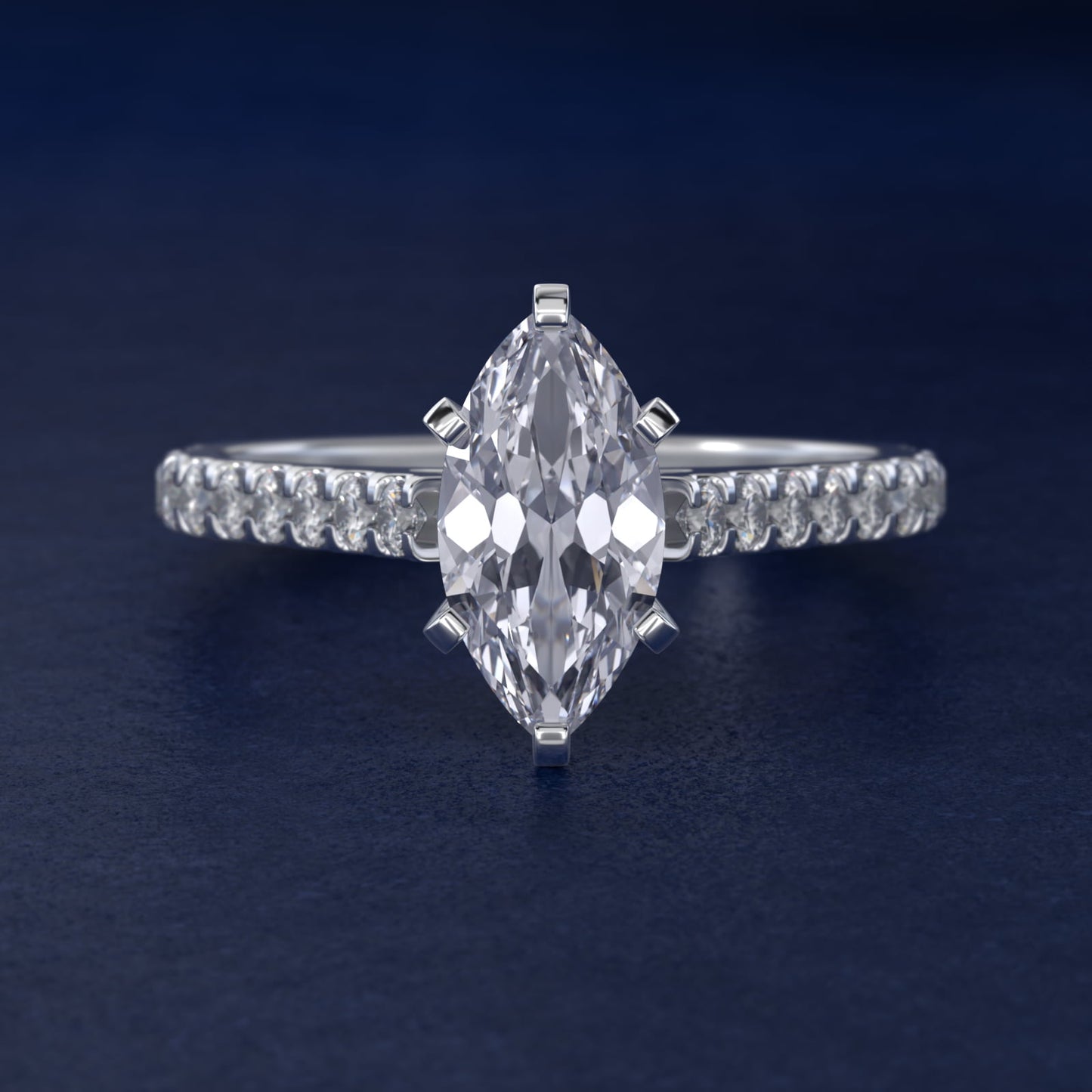 Diamond PavŽ Engagement Ring In Platinum By James Allen - Marquise Center