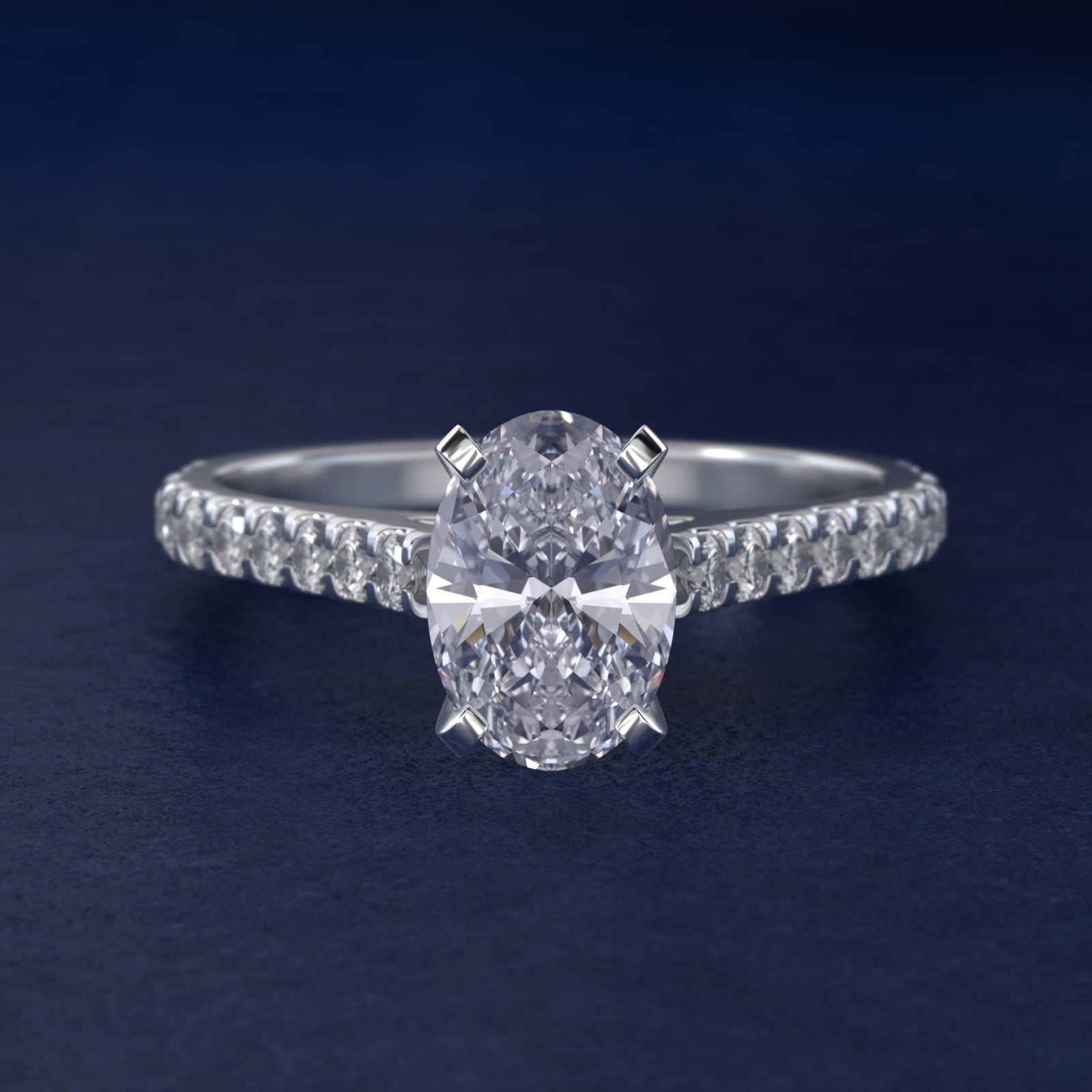 Diamond PavŽ Engagement Ring In Platinum By James Allen - Oval Center
