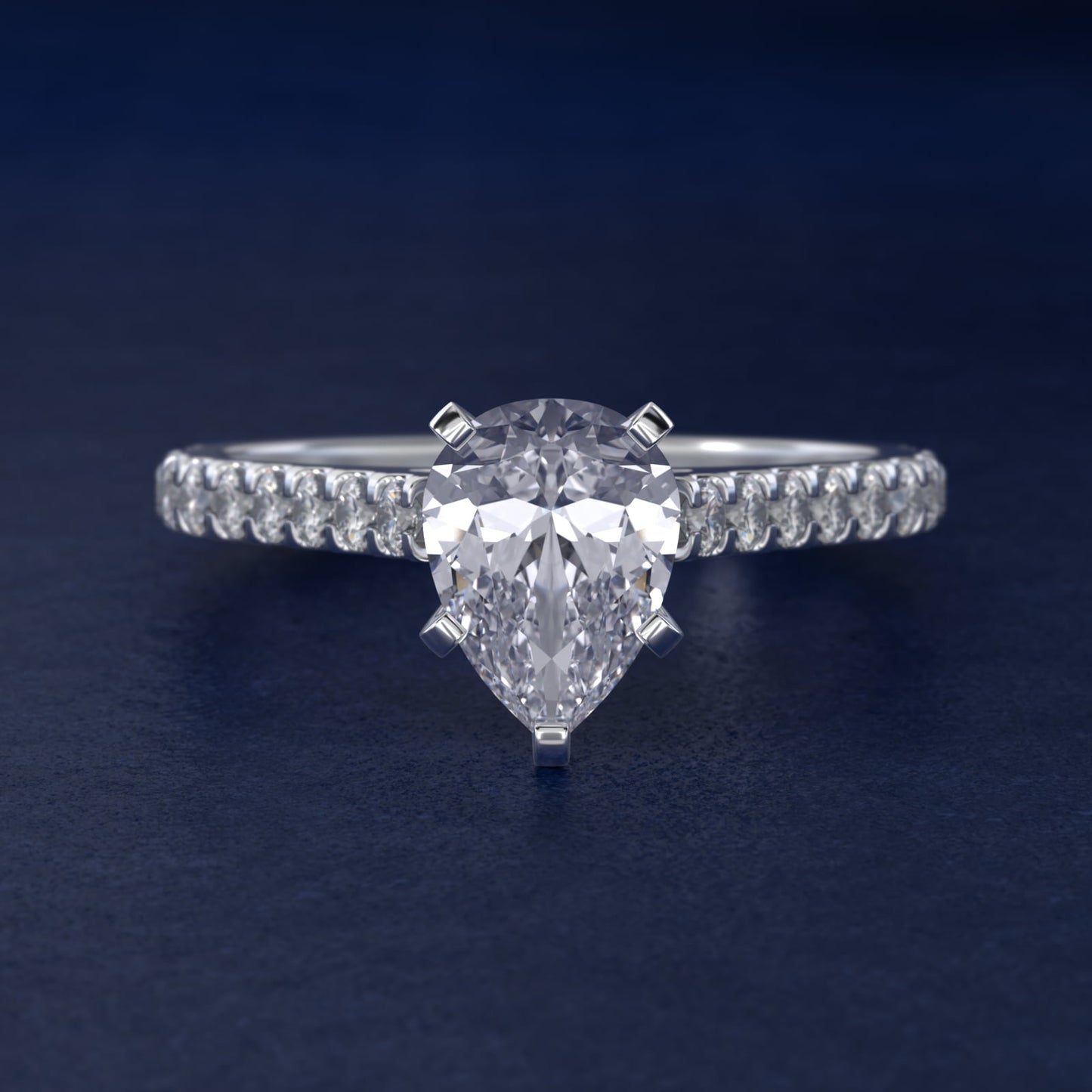 Diamond PavŽ Engagement Ring In Platinum By James Allen - Pear Center