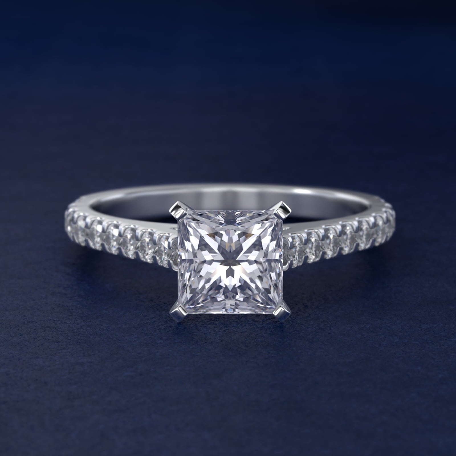 Diamond PavŽ Engagement Ring In Platinum By James Allen - Princess Center