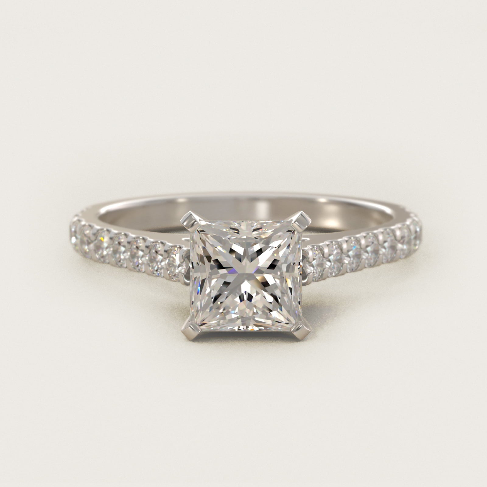 Diamond PavŽ Engagement Ring In Platinum By James Allen - Princess Center