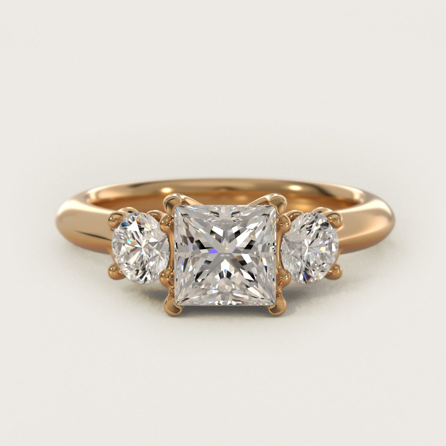 Diamond Three Stone Engagement Ring With Scroll Undergallery In 18k Yellow Gold By James Allen - Princess Center