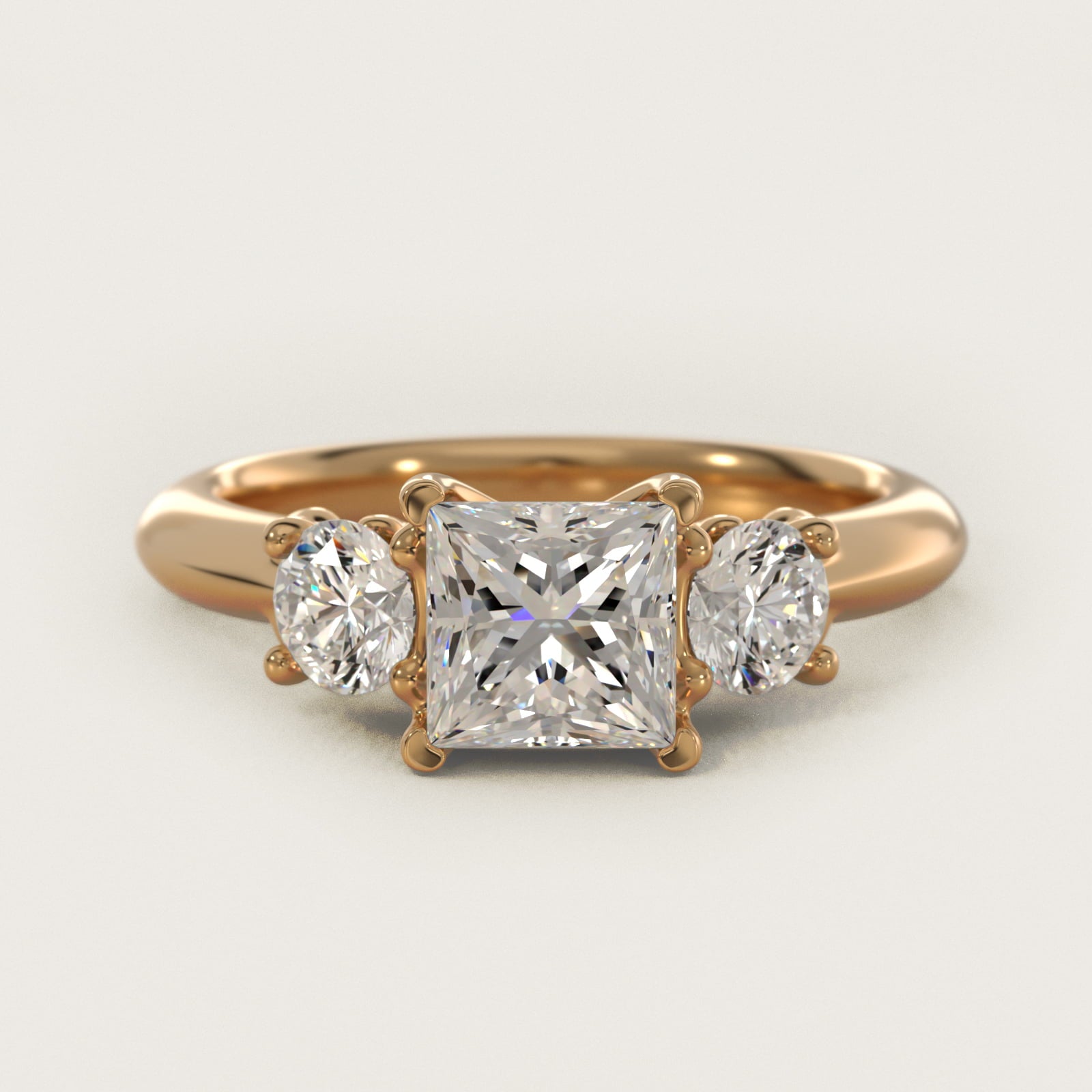 Diamond Three Stone Engagement Ring With Scroll Undergallery In 18k Yellow Gold By James Allen - Princess Center