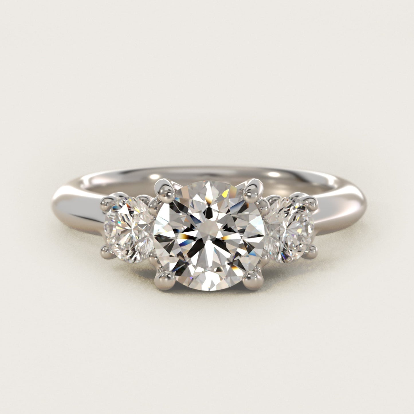 Diamond Three Stone Engagement Ring With Scroll Undergallery In 18k White Gold By James Allen - Round Center