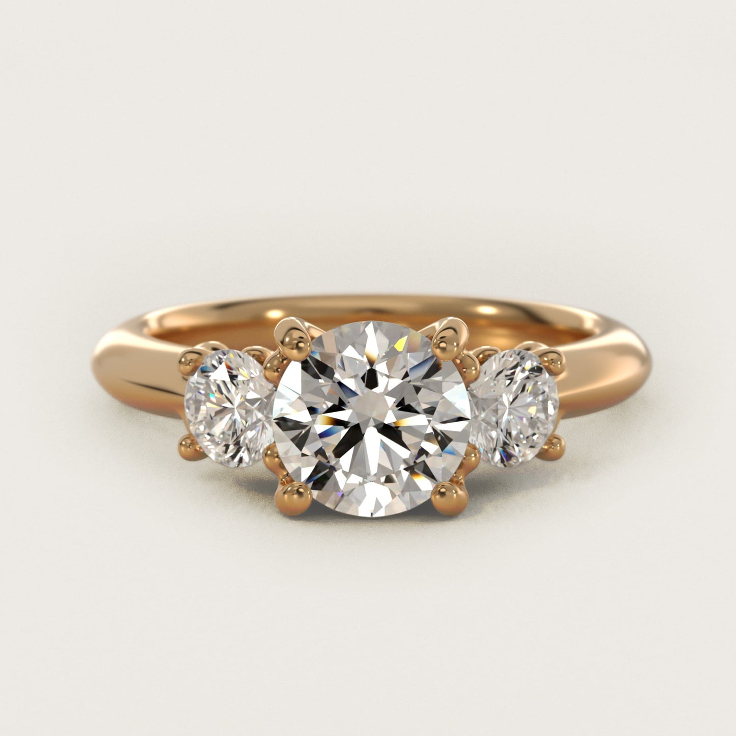 Diamond Three Stone Engagement Ring With Scroll Undergallery In 14K Yellow Gold By James Allen - Round Center
