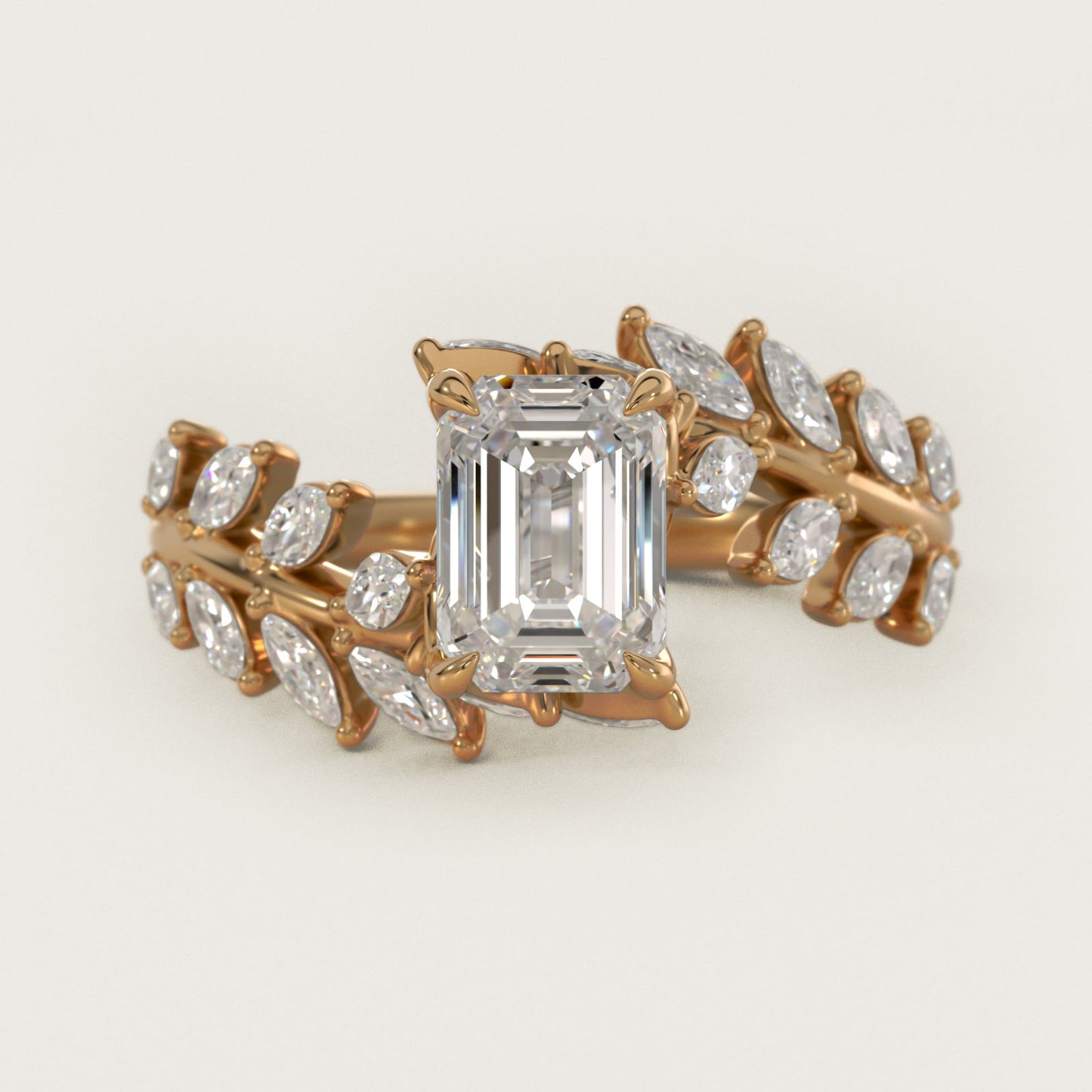 Diamond Vine Side Stone Engagement Ring In 18K Yellow Gold By James Allen - Emerald Center