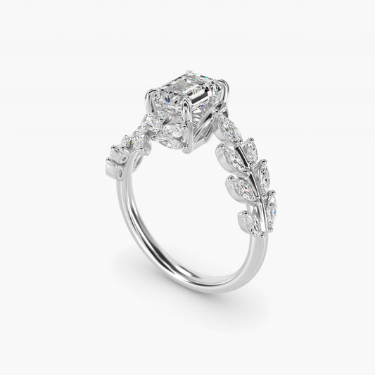 Diamond Vine Side Stone Engagement Ring In Platinum By James Allen - Emerald Center