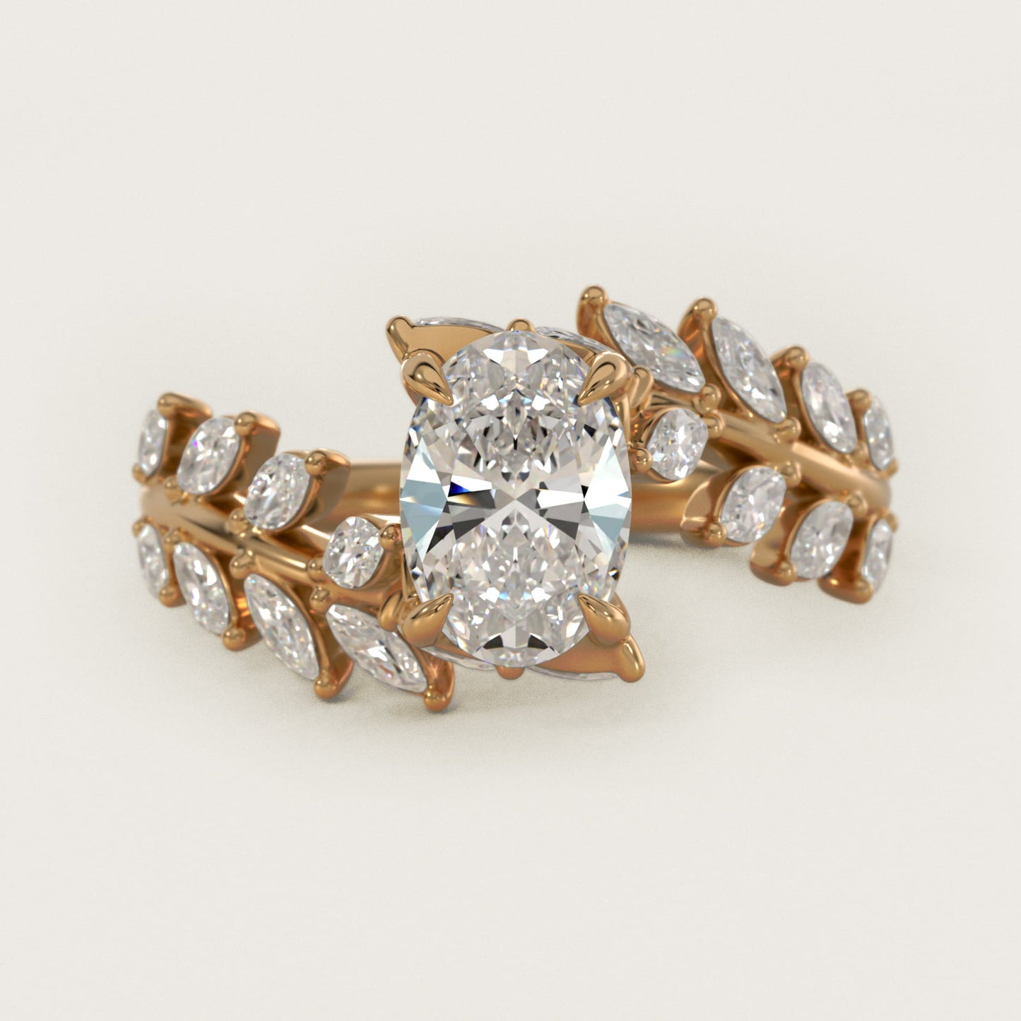Diamond Vine Side Stone Engagement Ring In 18K Yellow Gold By James Allen - Oval Center