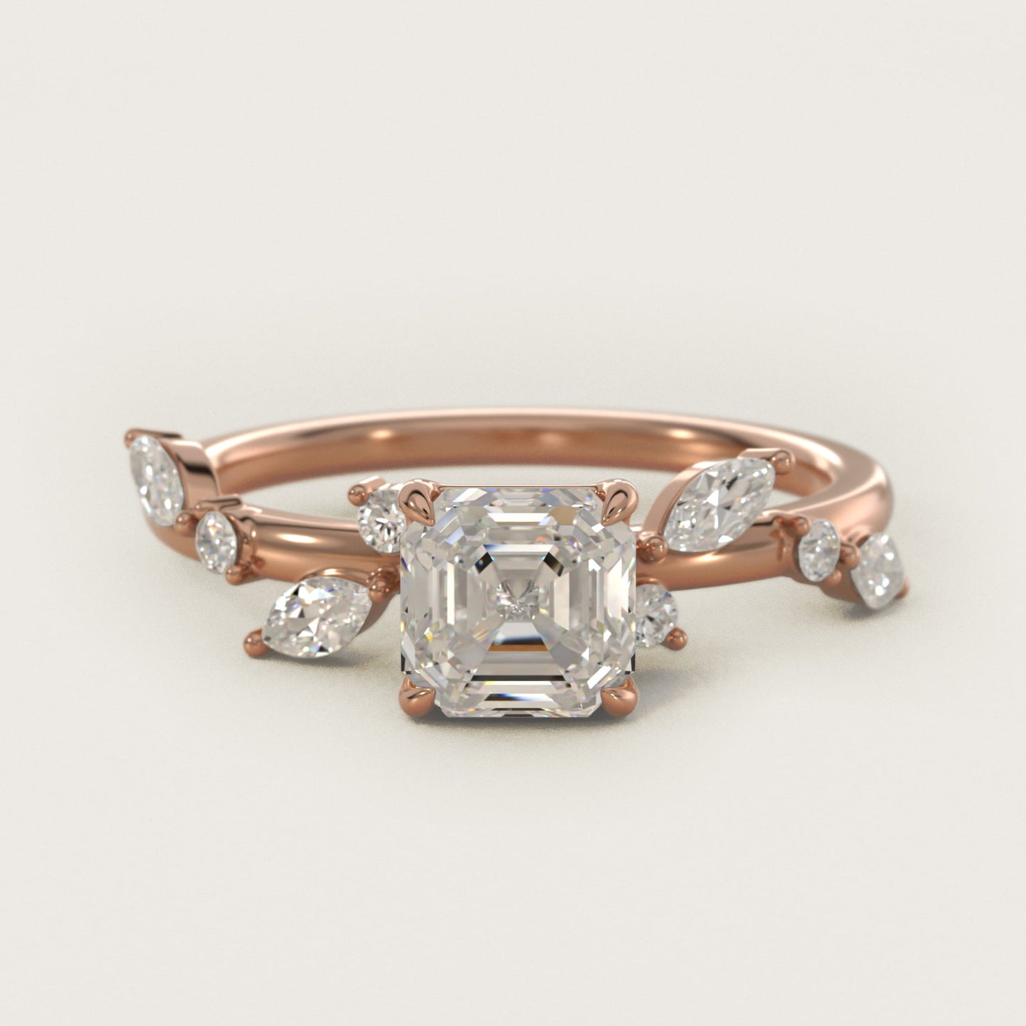 Diamond Whisper Side Stone Engagement Ring In 18k Rose Gold By James Allen - Asscher Center