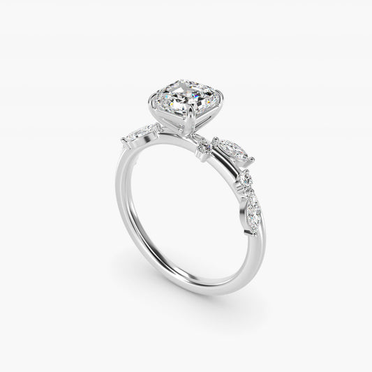 Diamond Whisper Side Stone Engagement Ring In 14K White Gold By James Allen - Asscher Center