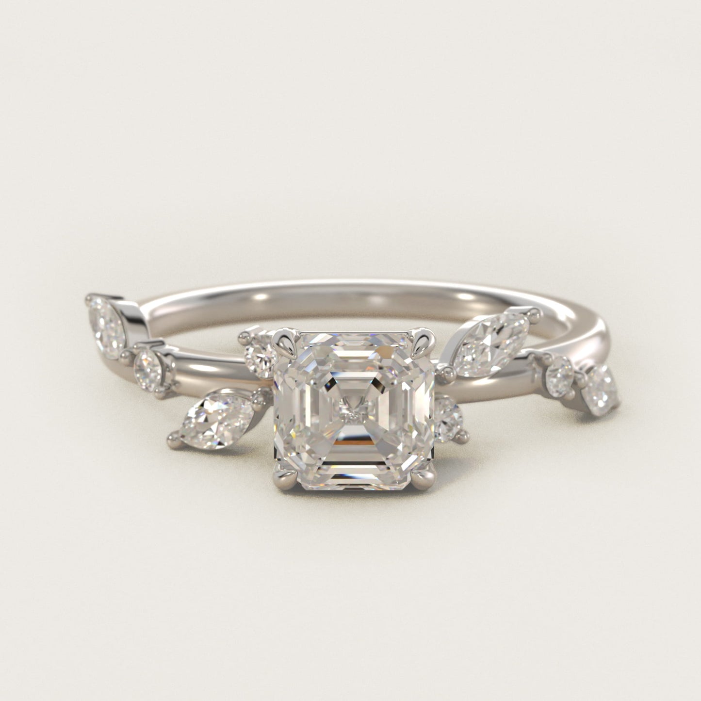 Diamond Whisper Side Stone Engagement Ring In Platinum By James Allen - Asscher Center