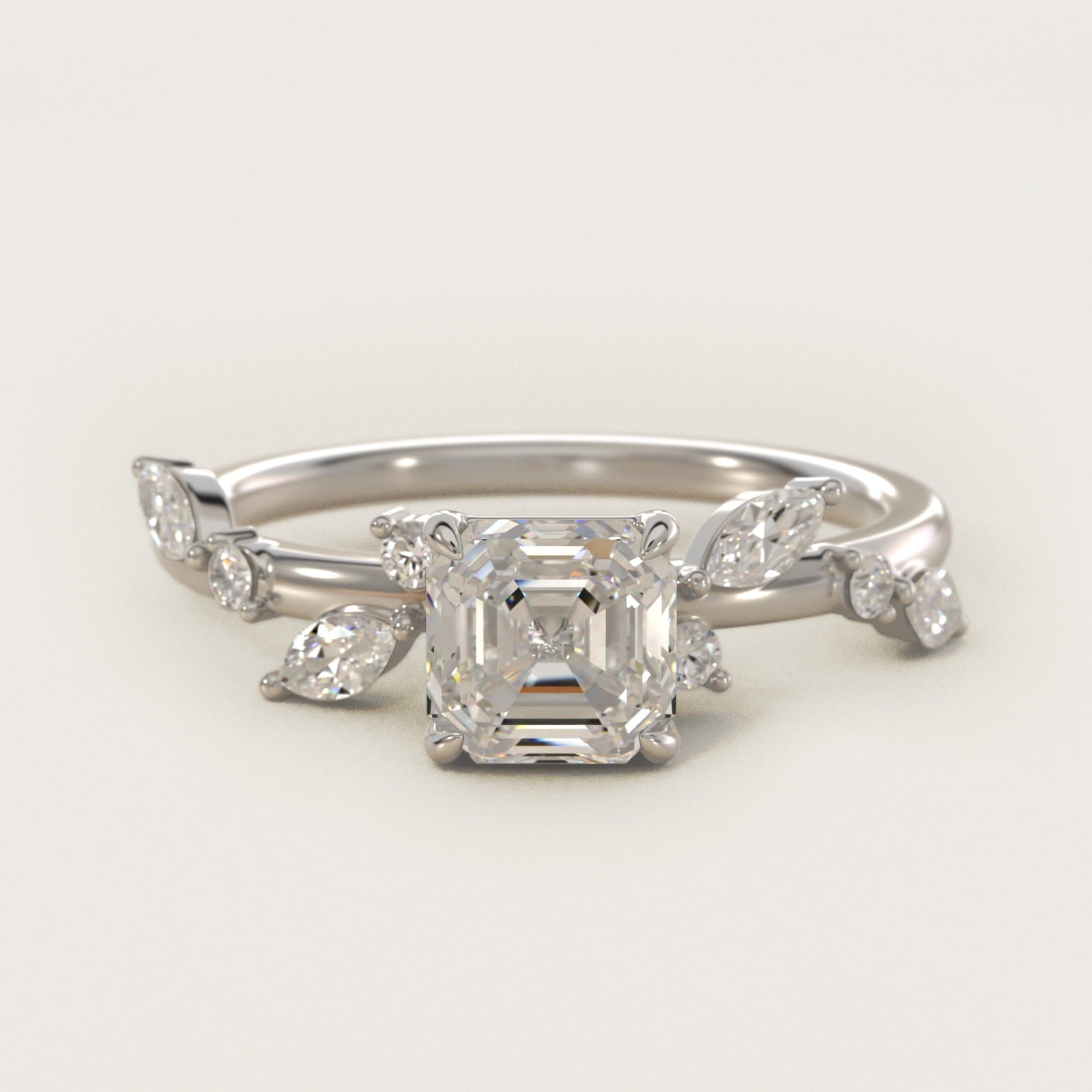 Diamond Whisper Side Stone Engagement Ring In Platinum By James Allen - Asscher Center