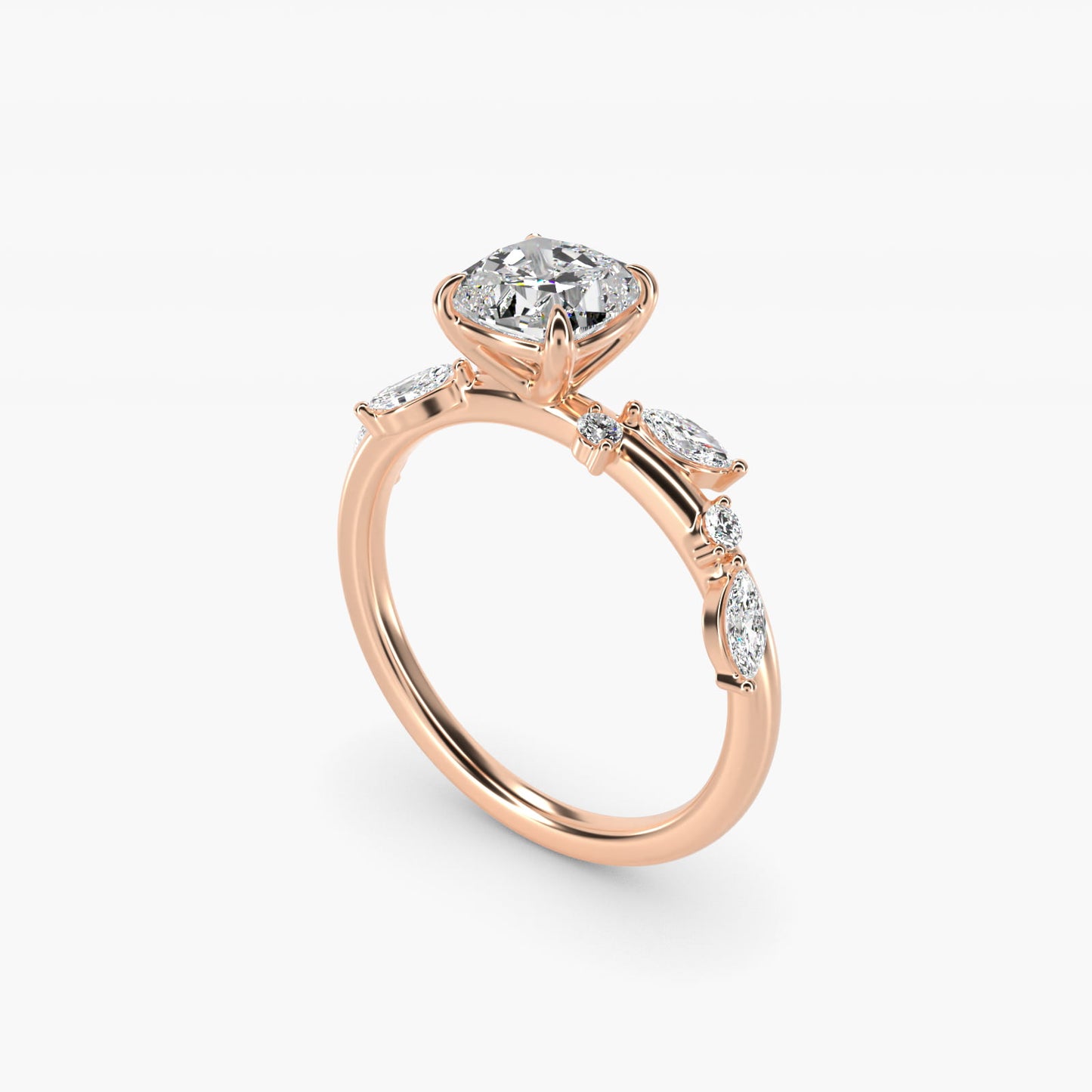 Diamond Whisper Side Stone Engagement Ring In 14K Rose Gold By James Allen - Cushion Center