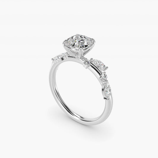 Diamond Whisper Side Stone Engagement Ring In 14K White Gold By James Allen - Cushion Center
