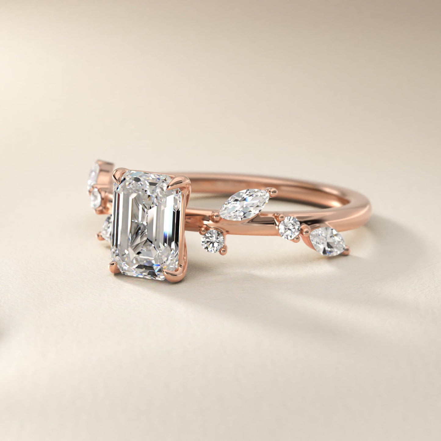 Diamond Whisper Side Stone Engagement Ring In 14K Rose Gold By James Allen - Emerald Center