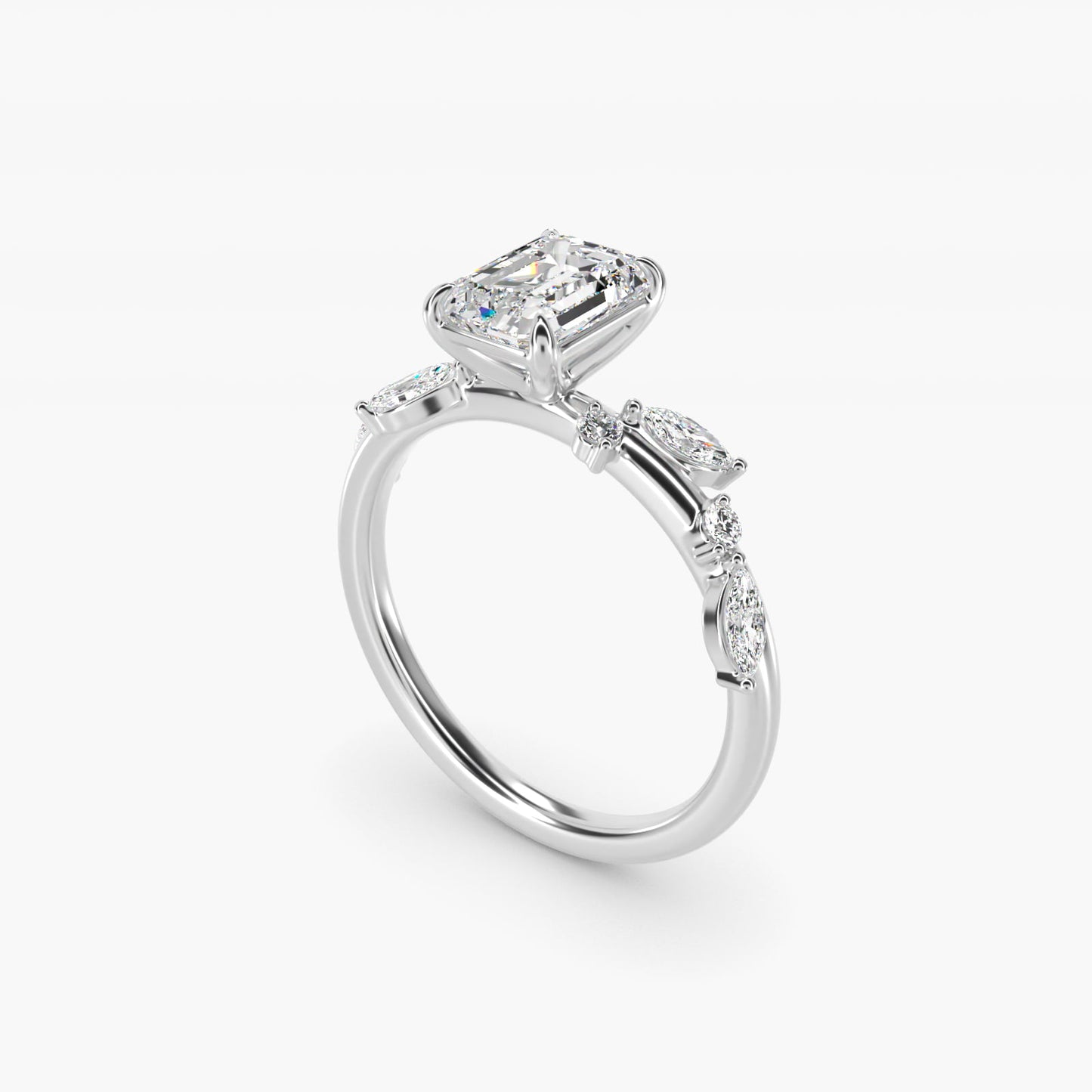 Diamond Whisper Side Stone Engagement Ring In 18k White Gold By James Allen - Emerald Center