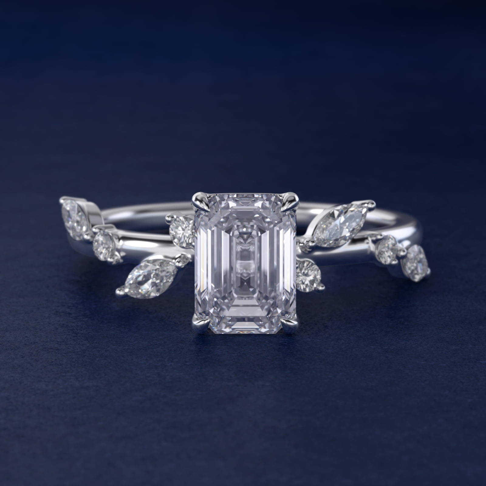 Diamond Whisper Side Stone Engagement Ring In 14K White Gold By James Allen - Emerald Center