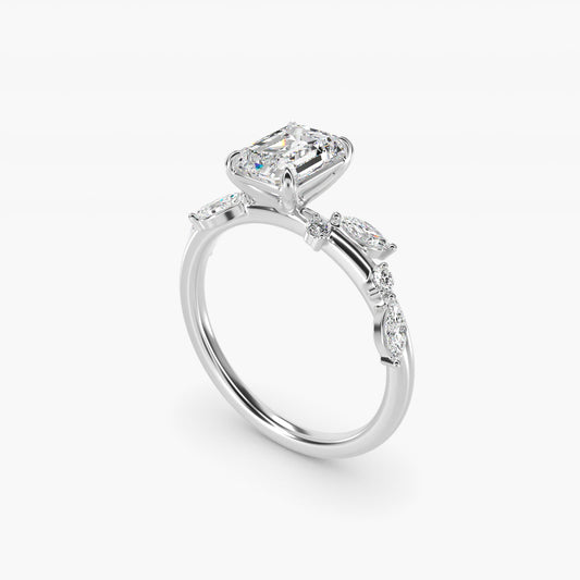 Diamond Whisper Side Stone Engagement Ring In Platinum By James Allen - Emerald Center