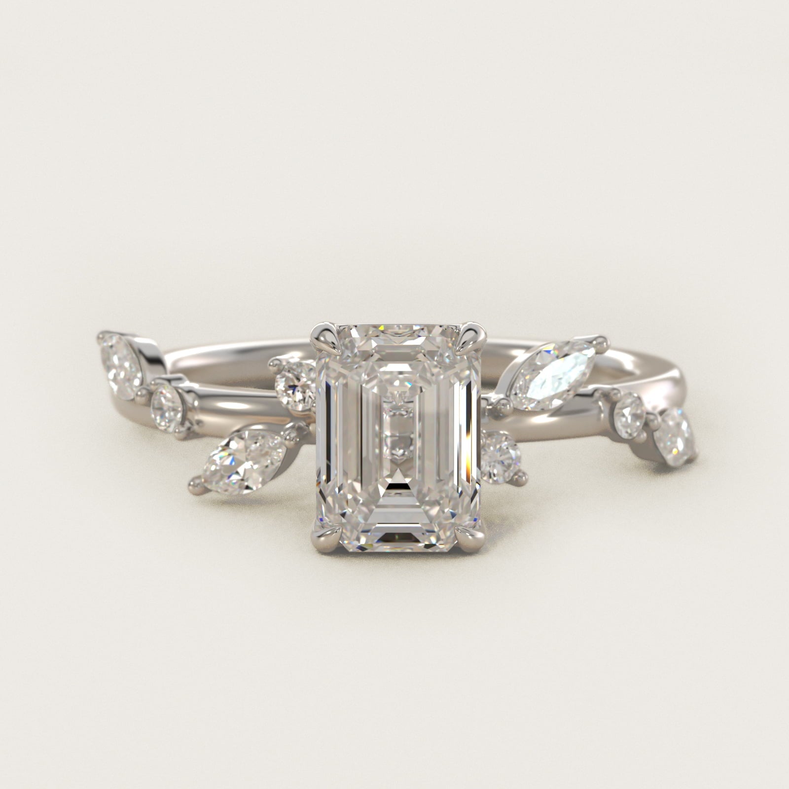 Diamond Whisper Side Stone Engagement Ring In Platinum By James Allen - Emerald Center